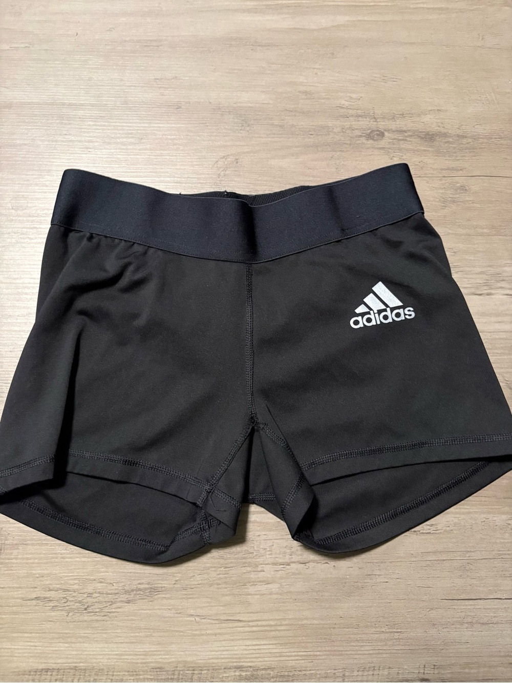 adidas Black Women's Athletic Training Shorts with White Logo size M